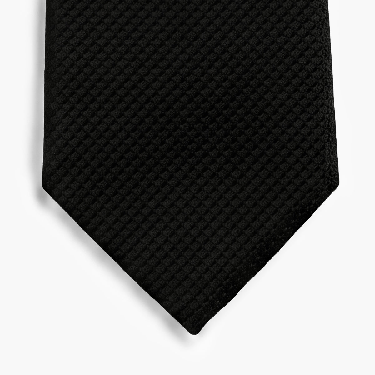 Black 3-Fold Grenadine Silk Tie — Solid