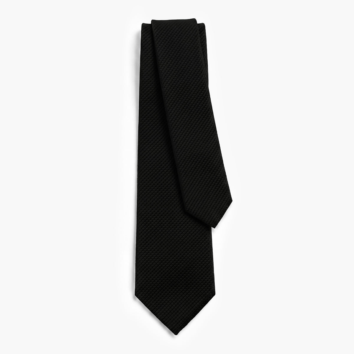 Black 3-Fold Grenadine Silk Tie — Solid