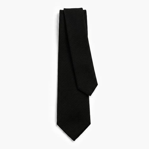 CRAVATTA NERA 3 PIEGHE IN GARZA DI SETA - Tinta unita - Lorenzi Como luxury silk tie