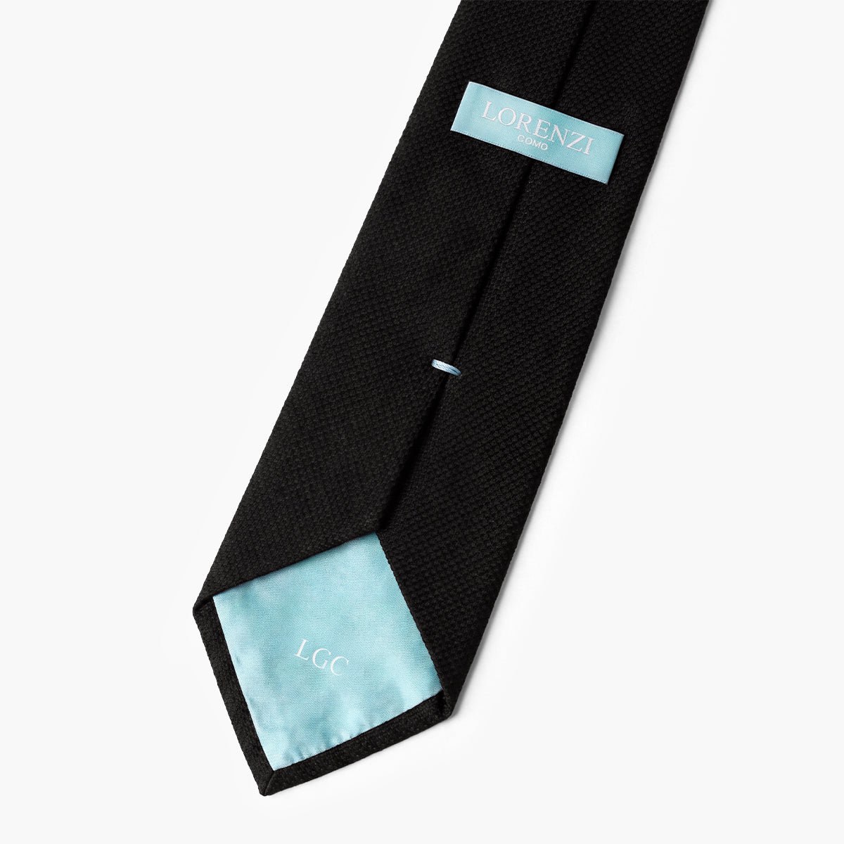Black 3-Fold Grenadine Silk Tie — Solid