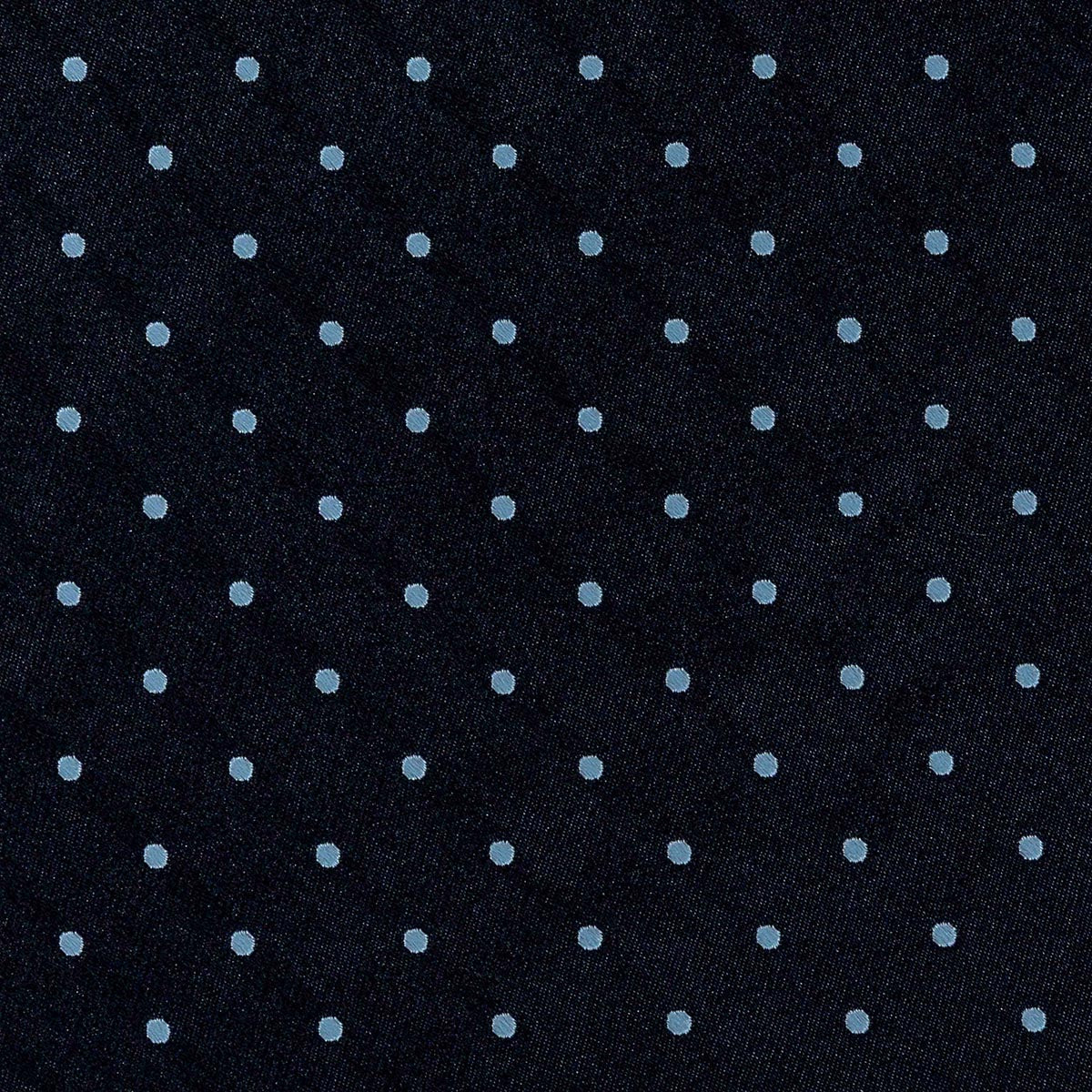 Dark Blue 3-Fold Sartorial Silk Tie — Light Blue Polka Dot