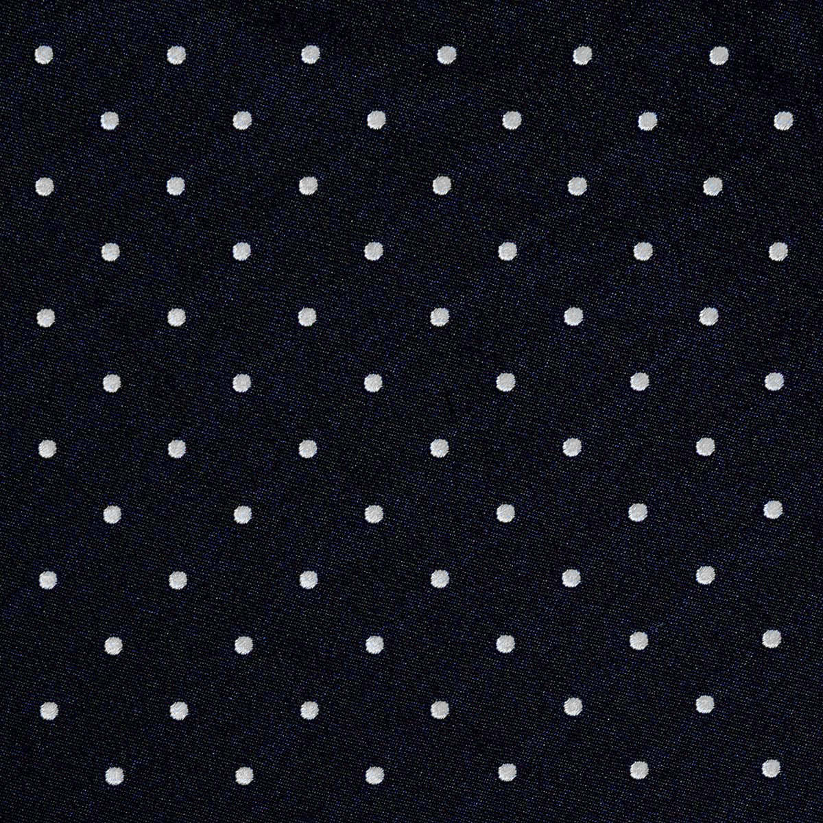 Dark Blue 3-Fold Sartorial Silk Tie — White Polka Dot