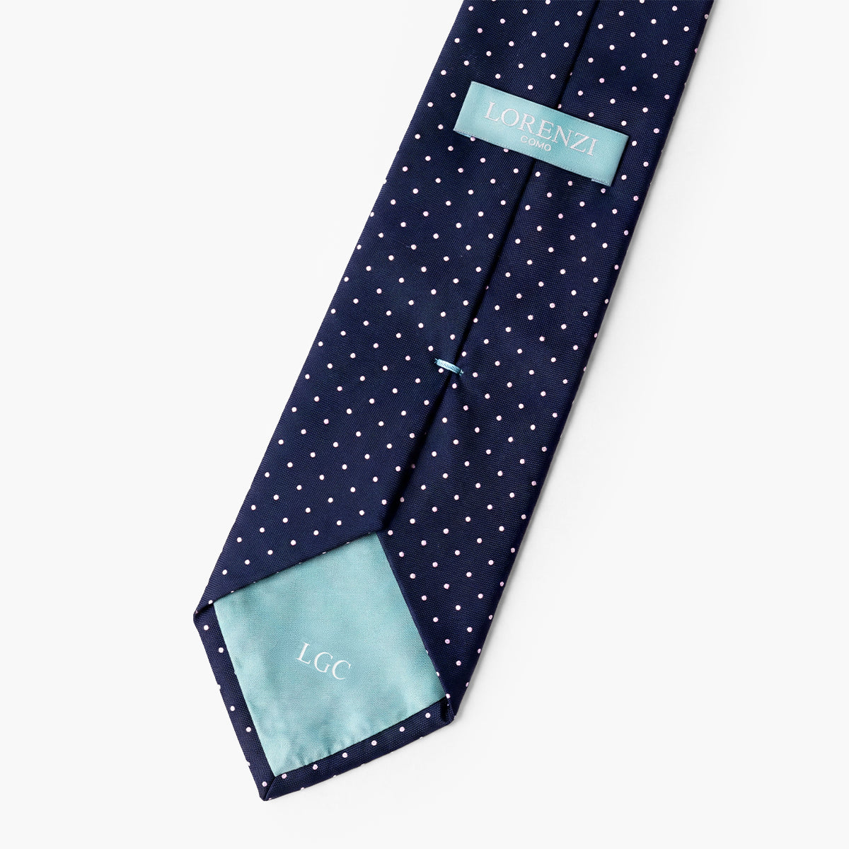 Dark Blue 3-Fold Sartorial Silk Tie — White Polka Dot