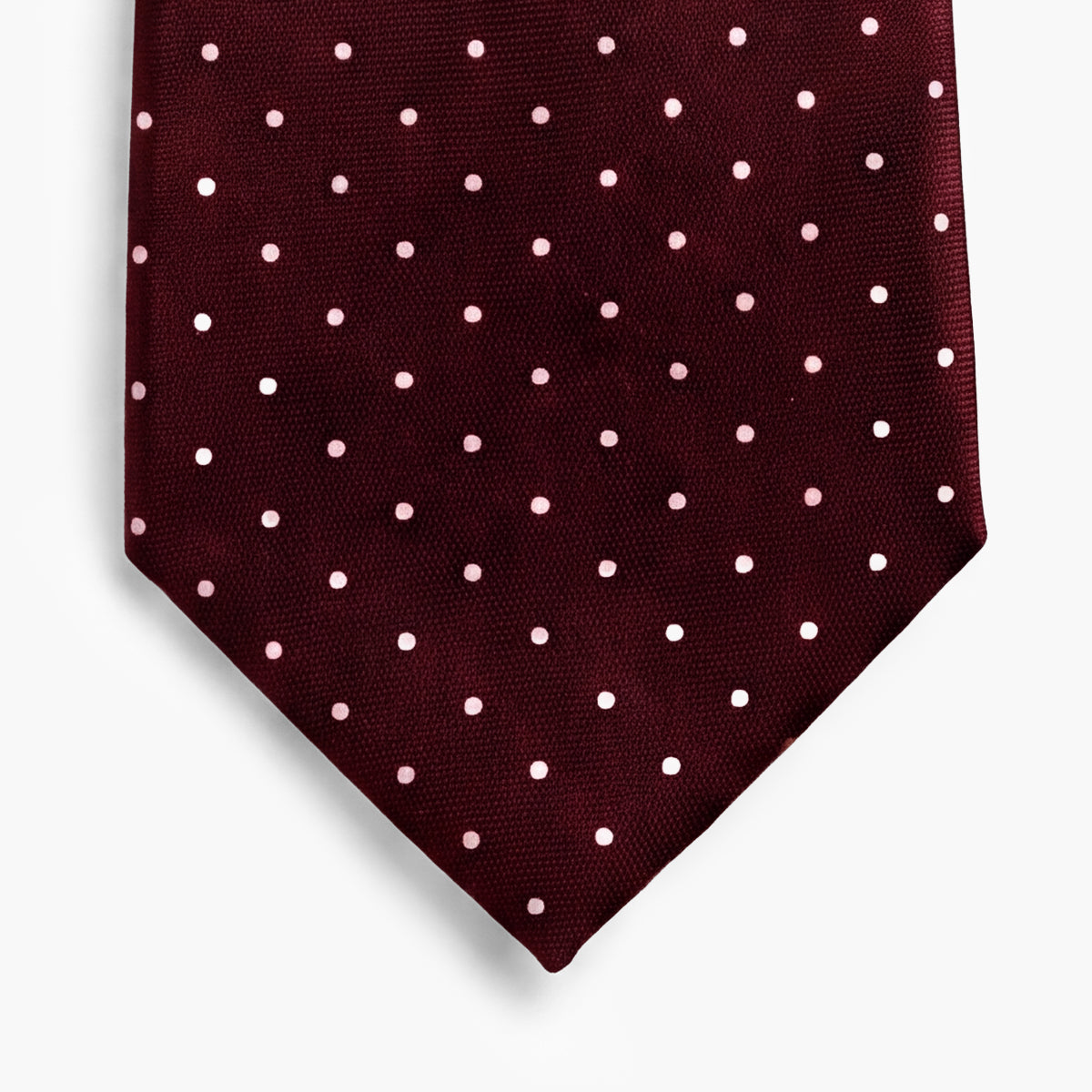 Burgundy 7-Fold Sartorial Silk Tie — White Polka Dot