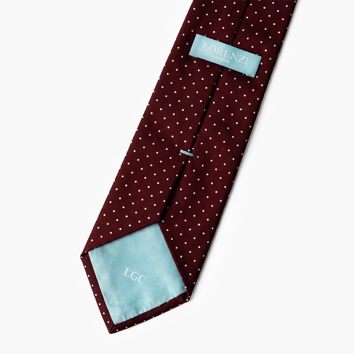Burgundy 3-Fold Sartorial Silk Tie — White Polka Dot