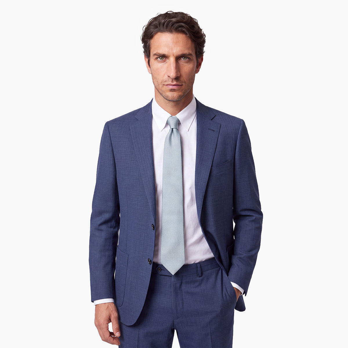 Marine 3-Fold Grenadine Silk Tie — Solid