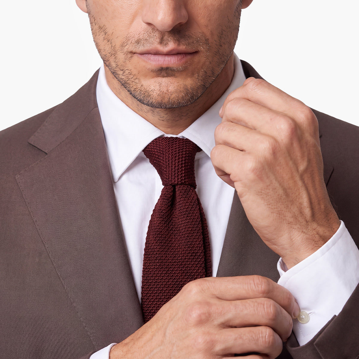 Garnet 3-Fold Grenadine Silk Tie — Solid