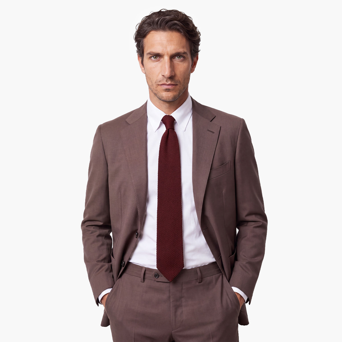 Garnet 3-Fold Grenadine Silk Tie — Solid