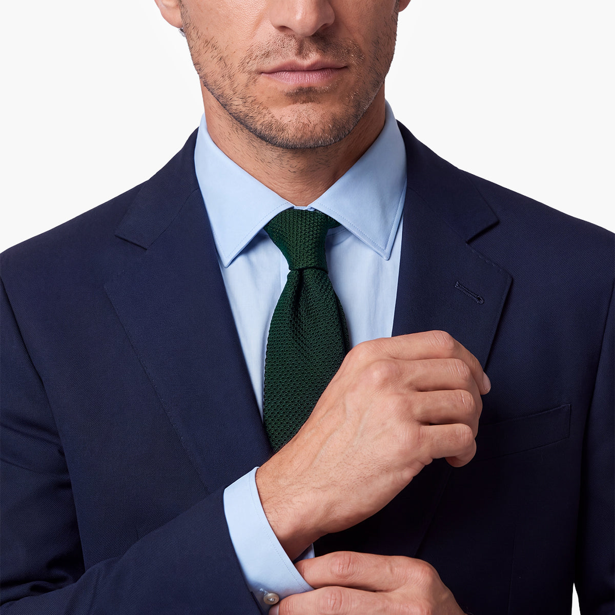 Deep Green 3-Fold Grenadine Silk Tie — Solid