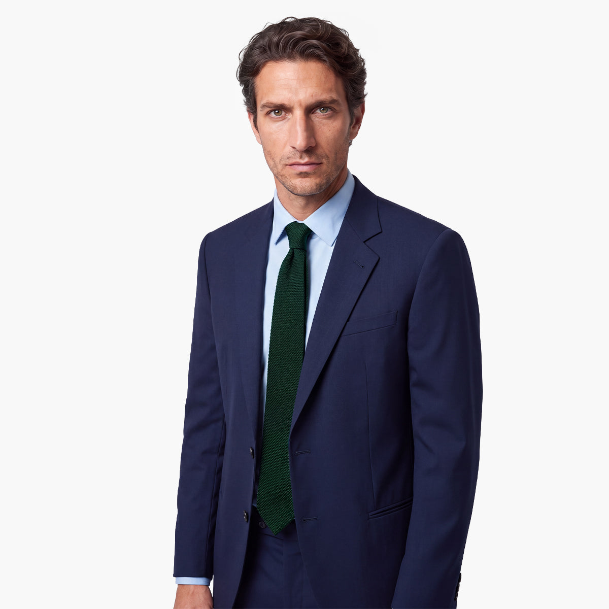 Deep Green 3-Fold Grenadine Silk Tie — Solid