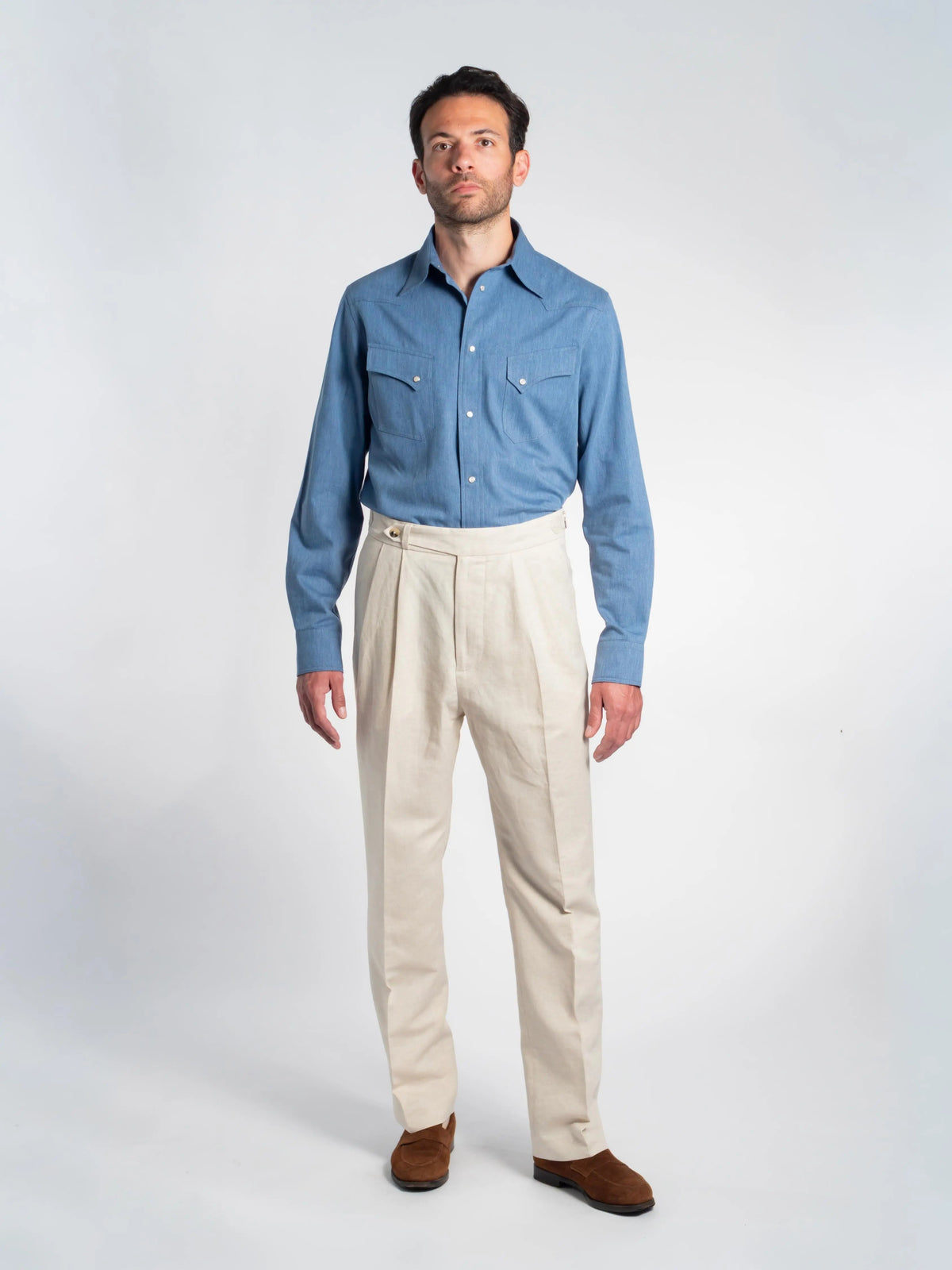 Allure Trousers in Ecru Cotton-Linen