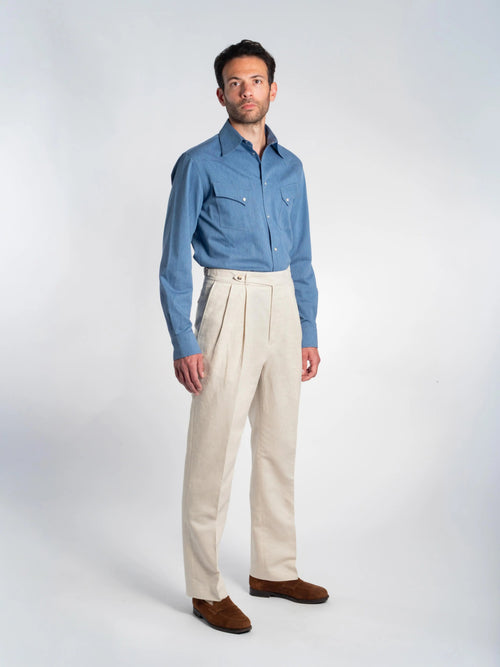PANTALON ALLURE COTON/LIN ÉCRU FRIMAIRE PARIS