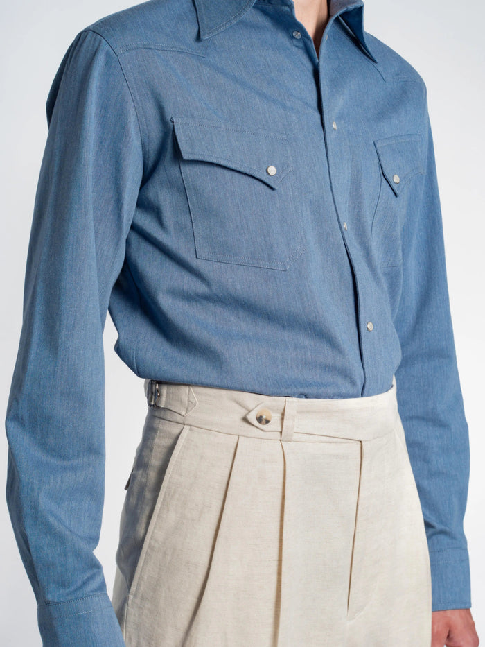 Allure Trousers in Ecru Cotton-Linen
