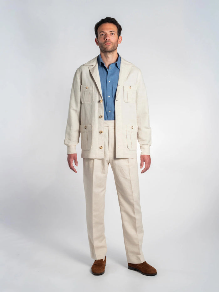Ecru Cotton-Linen Suit