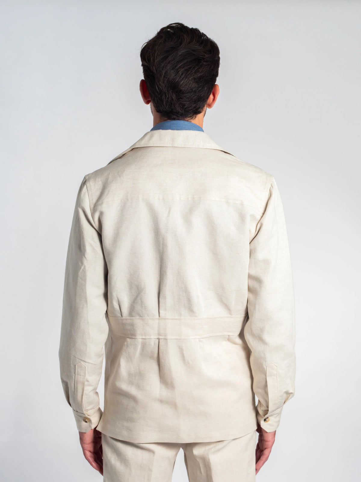 Tonio Safari Jacket in Ecru Cotton-Linen
