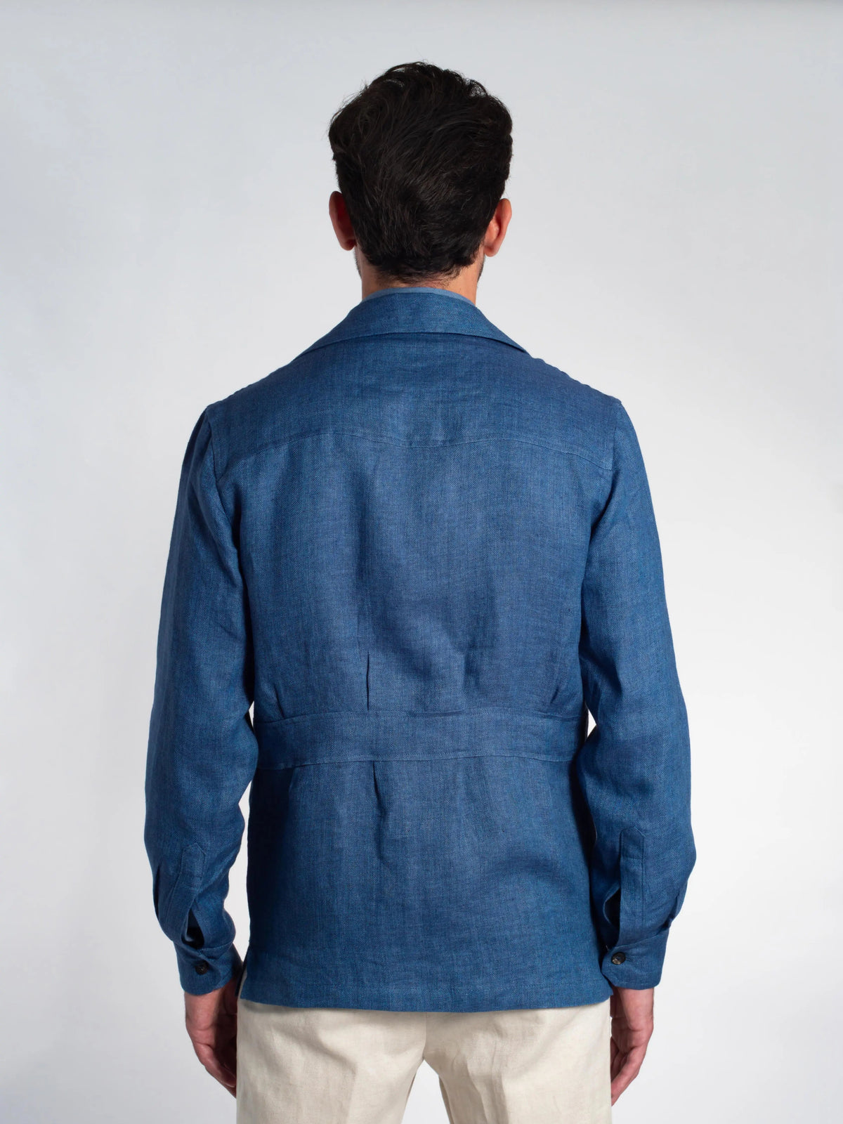 Tonio Safari Jacket in Blue Linen