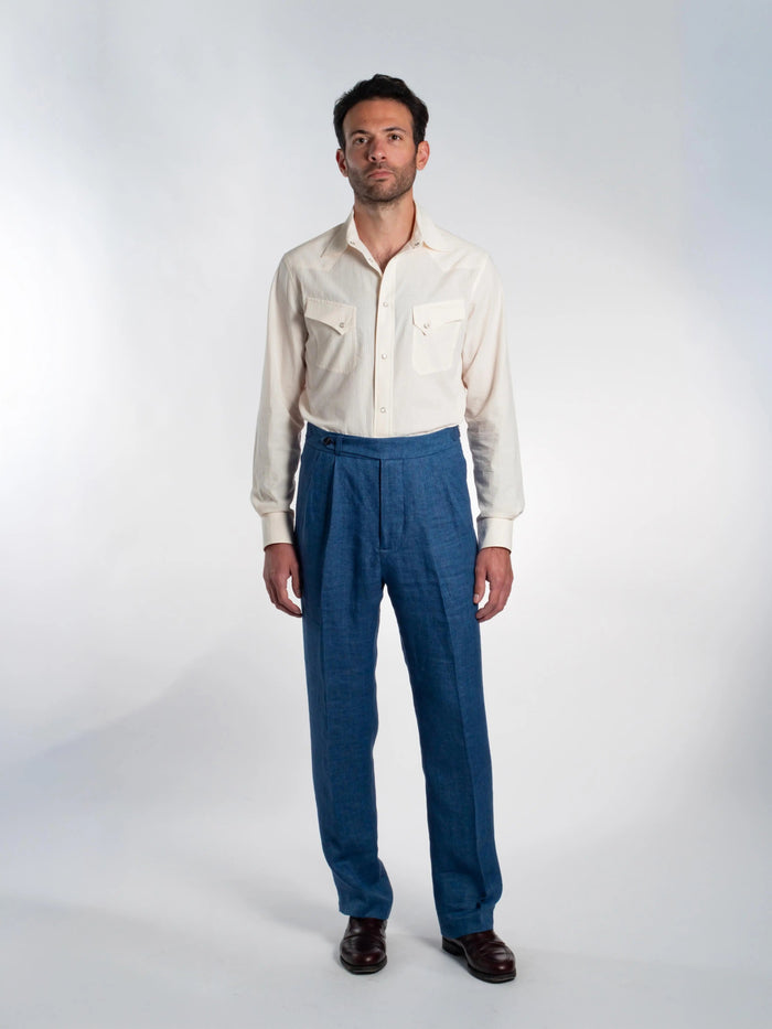Allure Trousers in Blue Linen