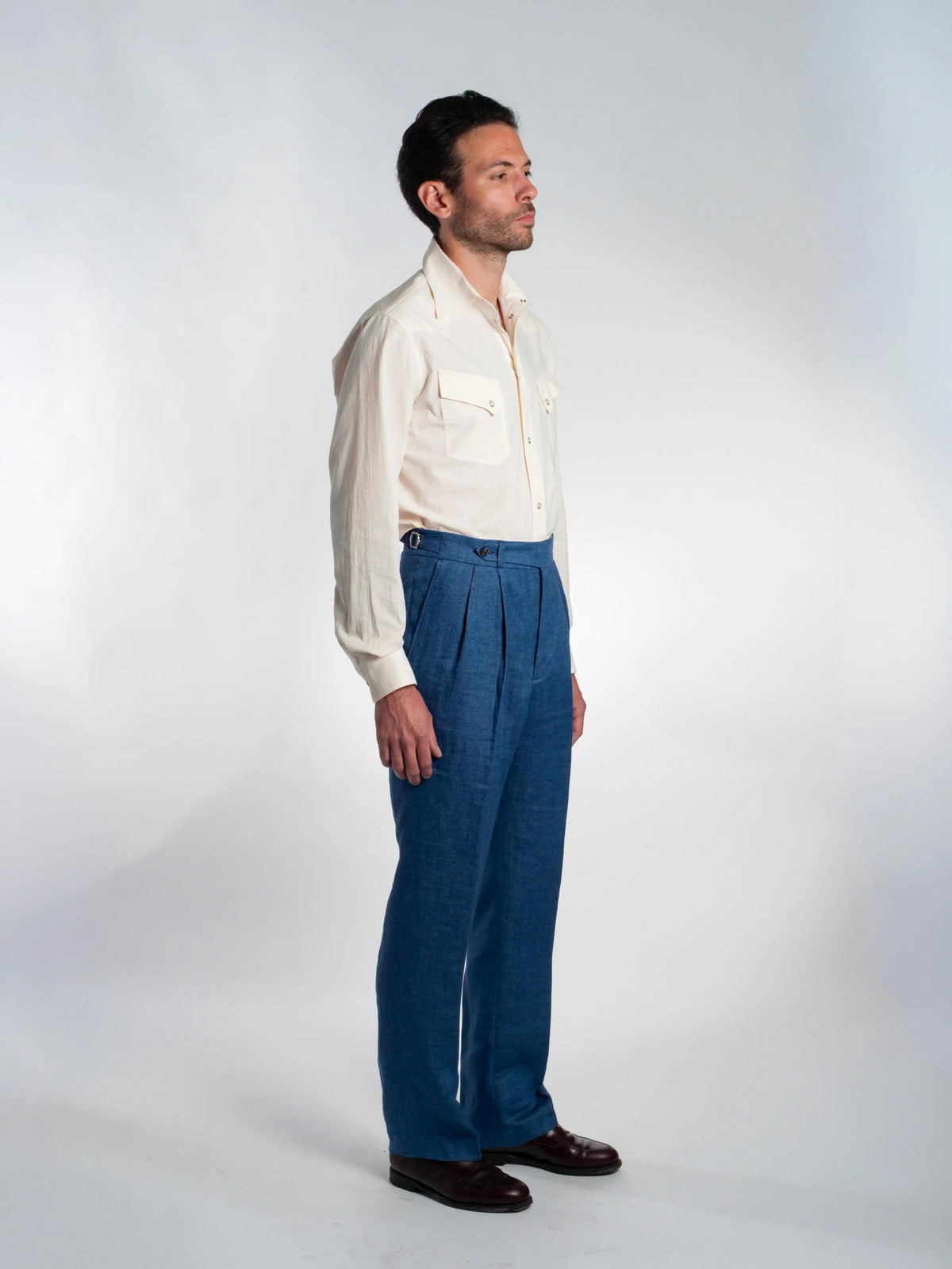 Polna Western Shirt in Ecru Seersucker