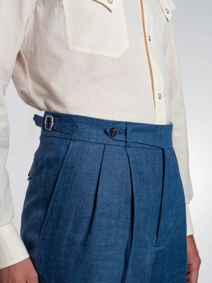 Allure Trousers in Blue Linen