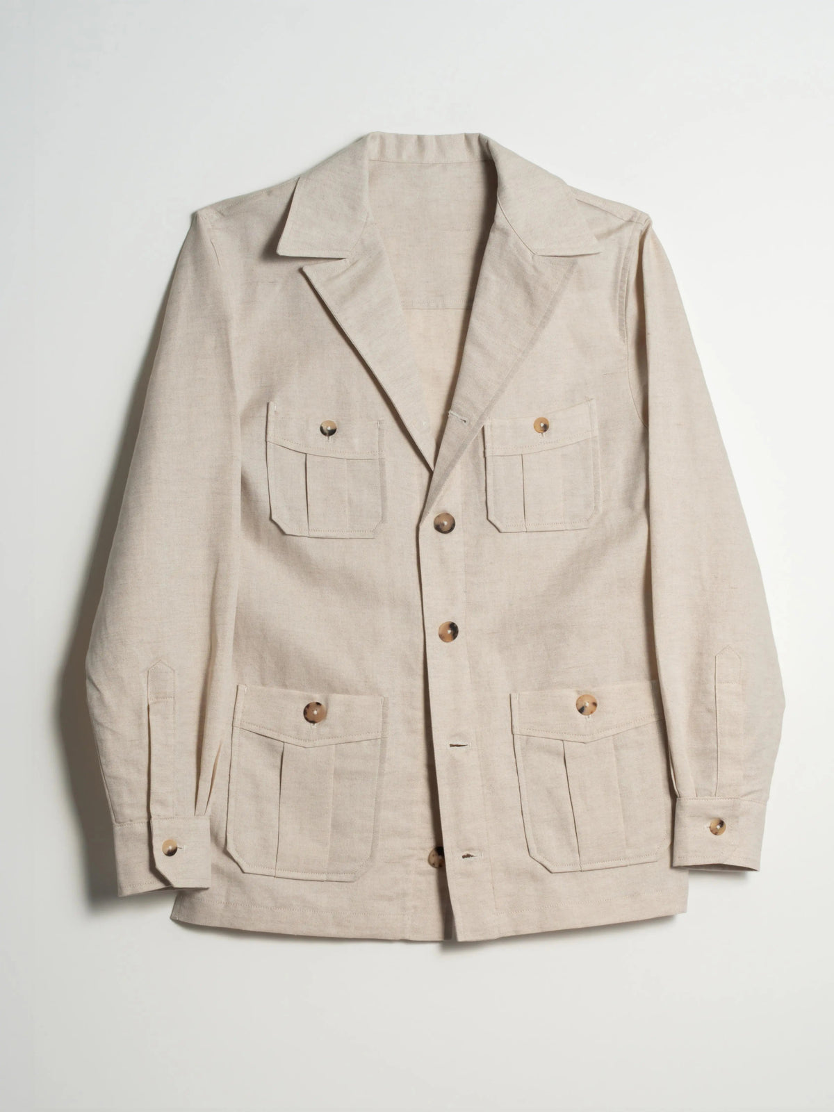 Tonio Safari Jacket in Ecru Cotton-Linen
