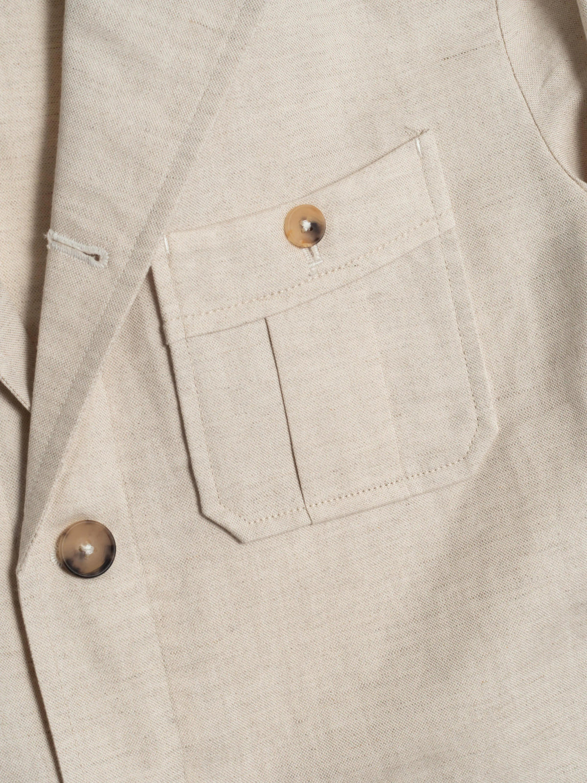 Tonio Safari Jacket in Ecru Cotton-Linen
