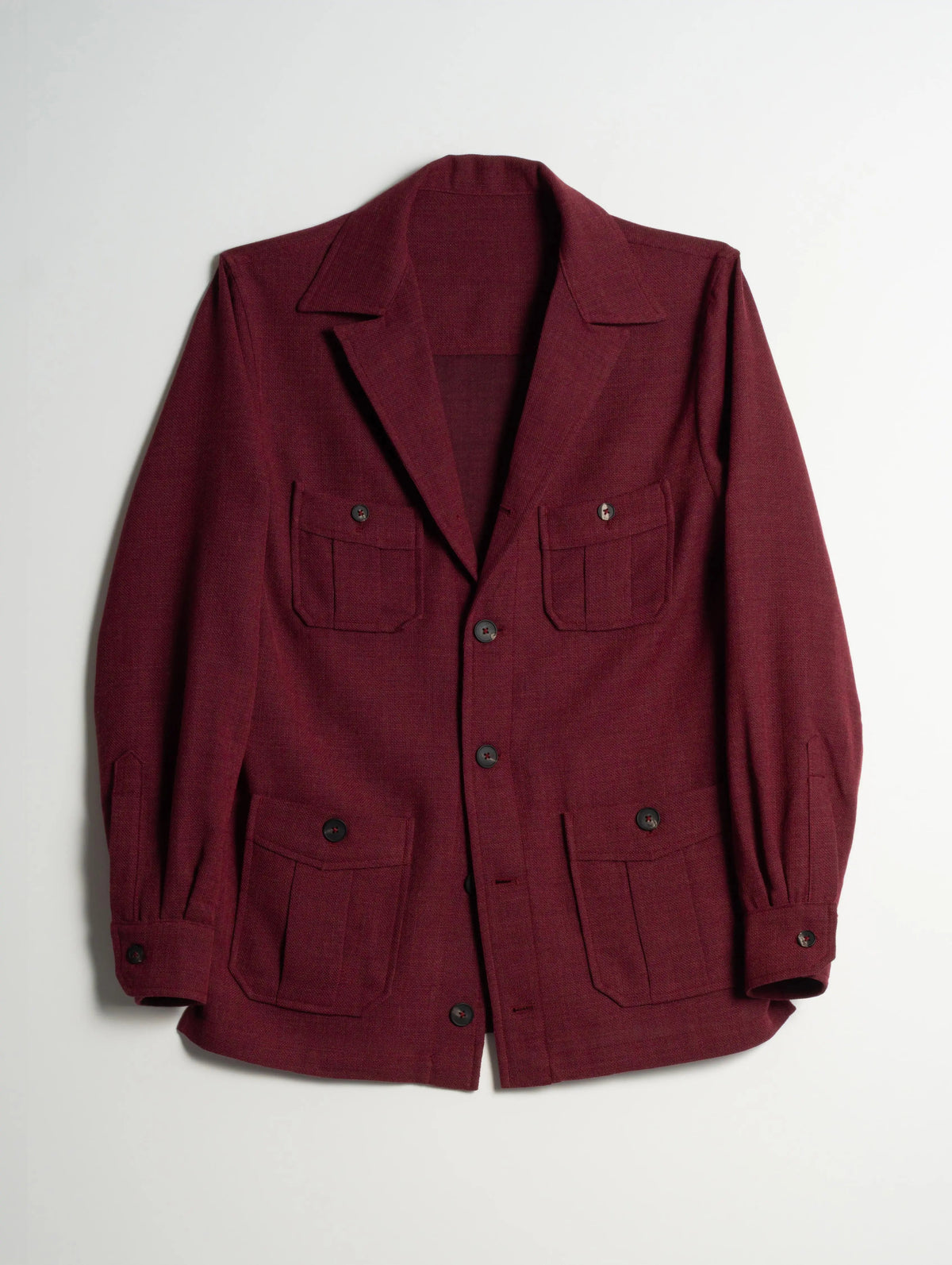 Tonio Safari Jacket in Burgundy Cool Wool