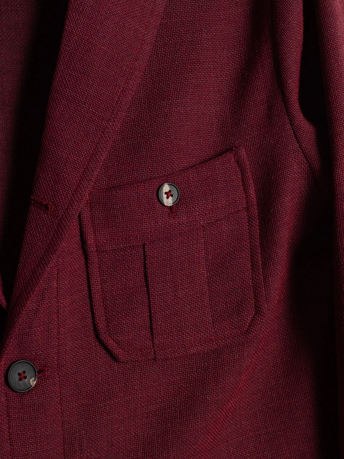 Tonio Safari Jacket in Burgundy Cool Wool