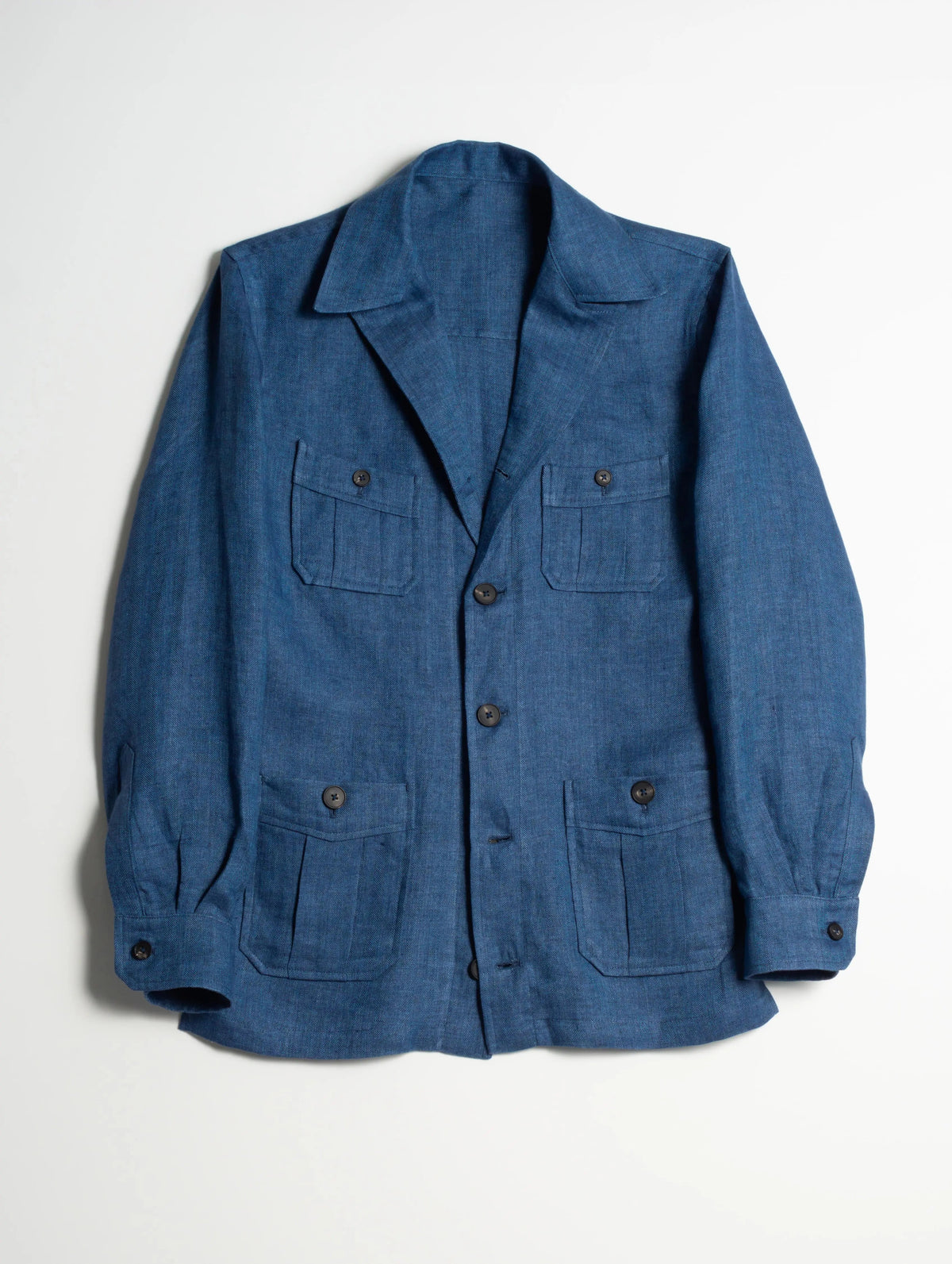 Tonio Safari Jacket in Blue Linen