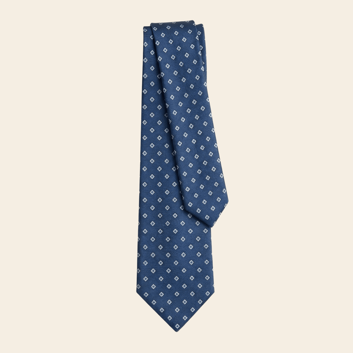 Blue Jacquard Silk Tie — Small Geometric