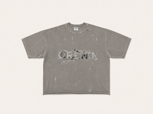 OREN Offcut (FR.T01), destroyed-concept tee — front view