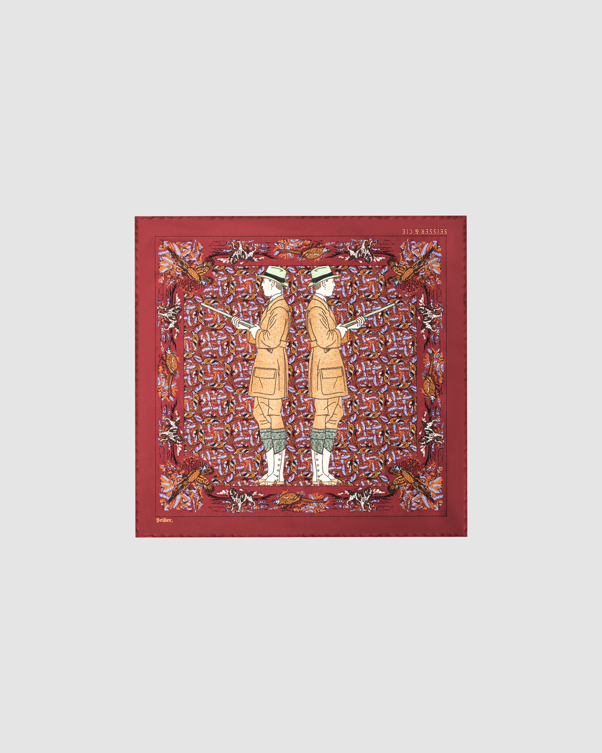 Seisser & Cie. Silk Pocket Square “Snobby Hunter“ (Red, 25×25)