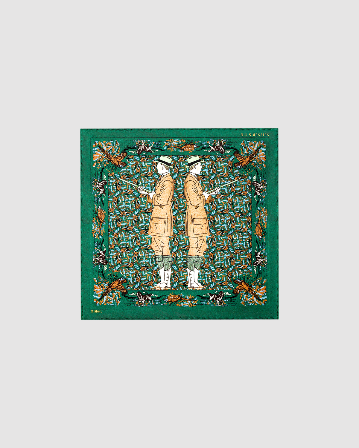 Seisser & Cie. Silk Pocket Square “Snobby Hunter“ (Racing Green, 25×25)