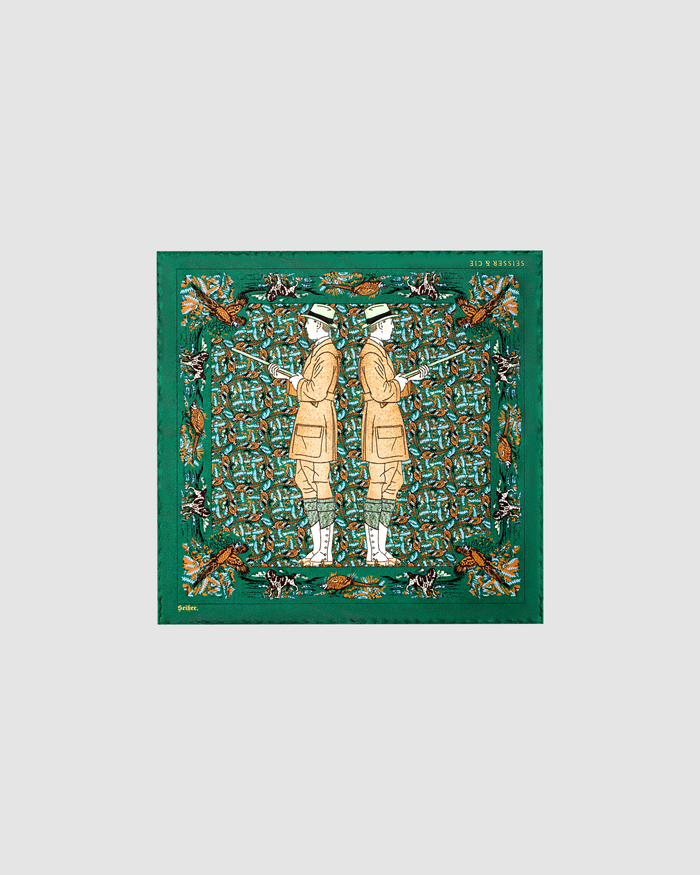 Seisser & Cie. Silk Pocket Square “Snobby Hunter“ (Racing Green, 25×25)