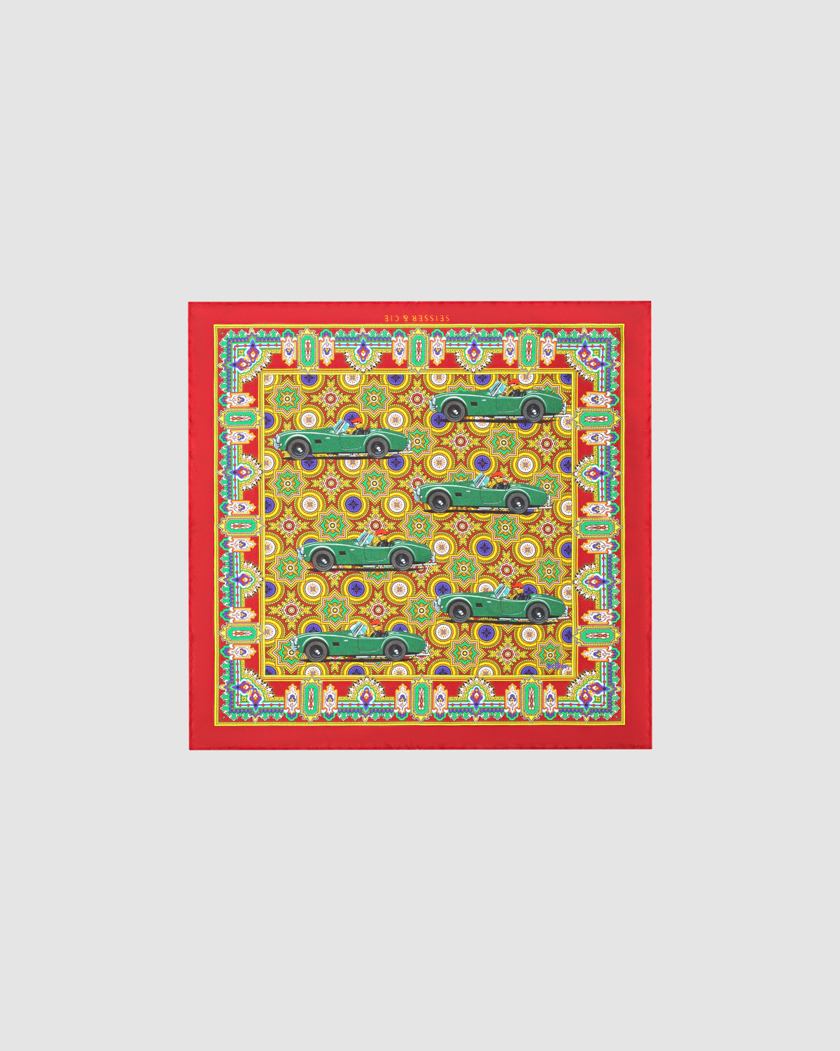Seisser & Cie. Silk Pocket Square “Goodwood“ (Racing Green, 25×25)