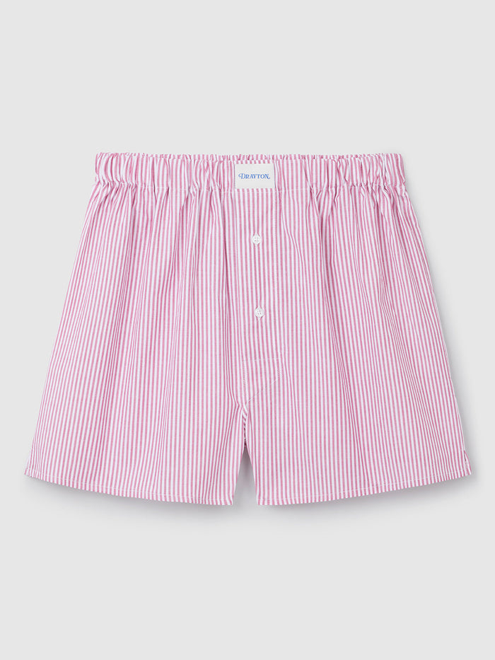Crimson Red Oxford Stripe Boxer Shorts