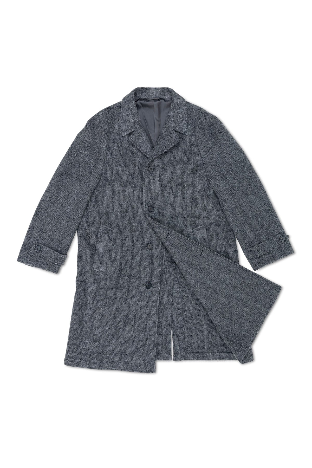 PML Balmacaan overcoat gray herringbone
