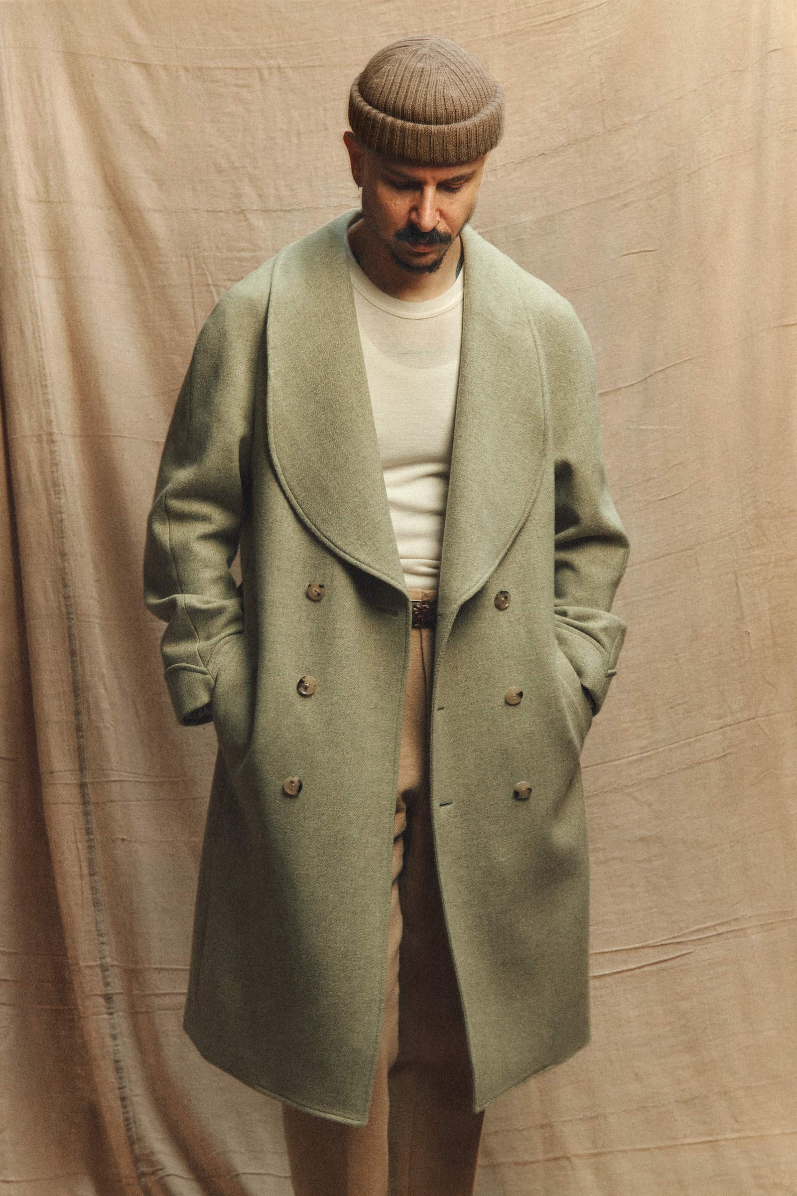 Aurelian 100% Wool Overcoat in Sage