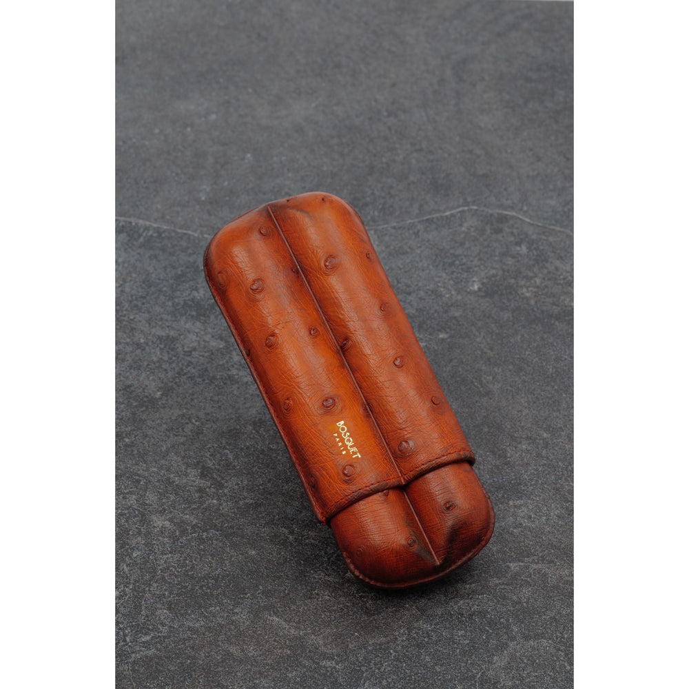 Leather Case for 2 - Ostrich Belly Patina Finish Savana
