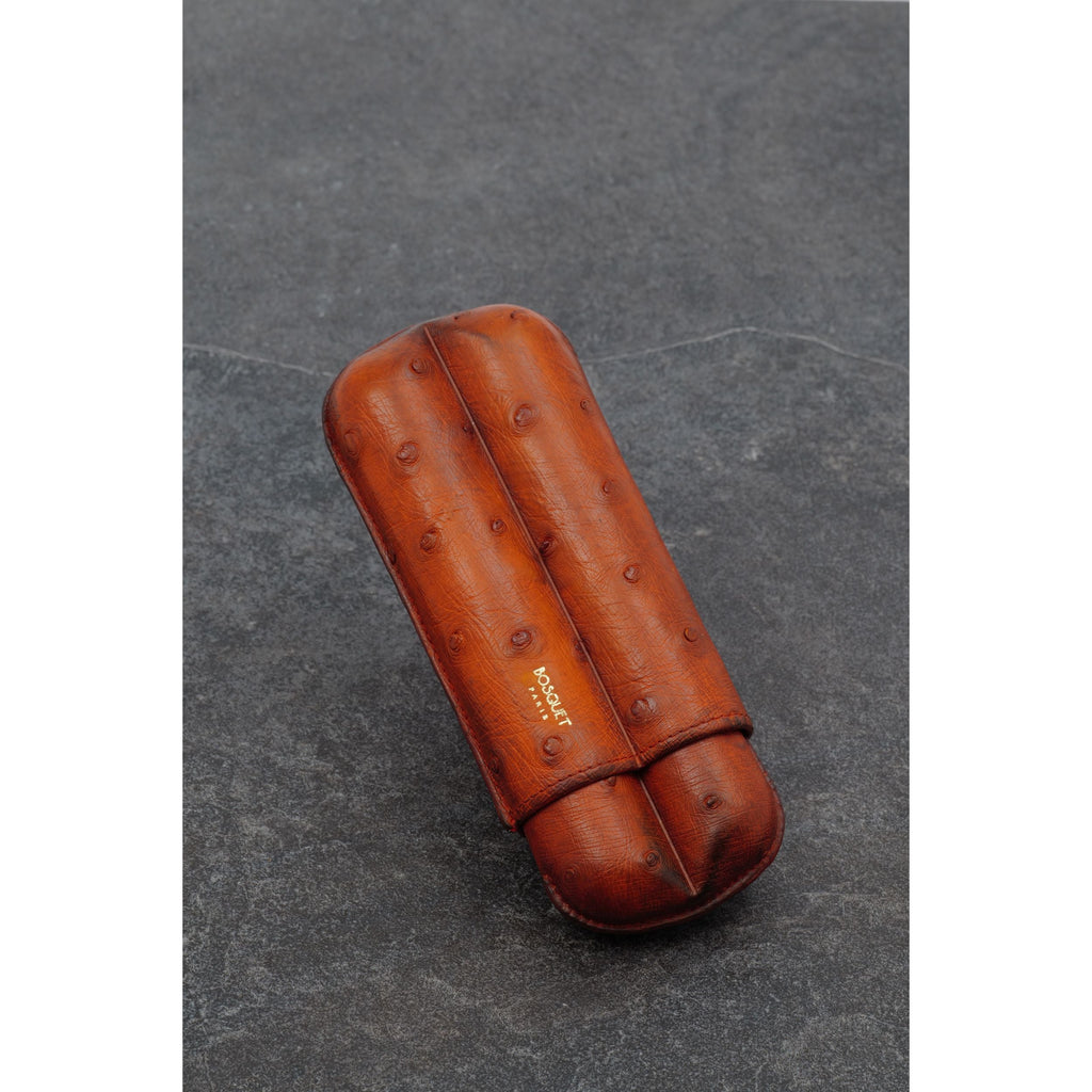 Leather Case for 2 - Ostrich Belly Patina Finish Savana