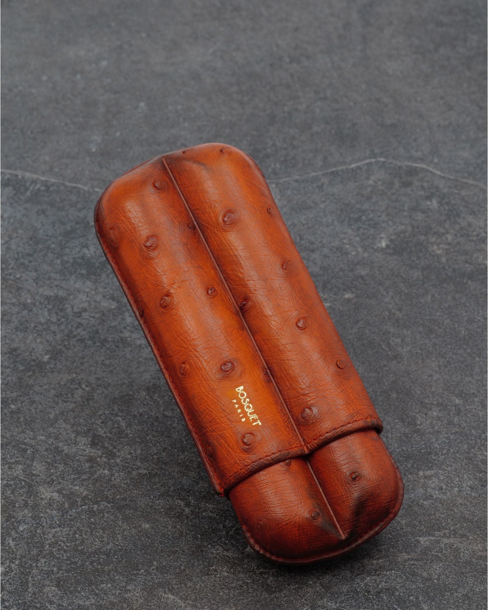 Leather Case for 2 - Ostrich Belly Patina Finish Savana