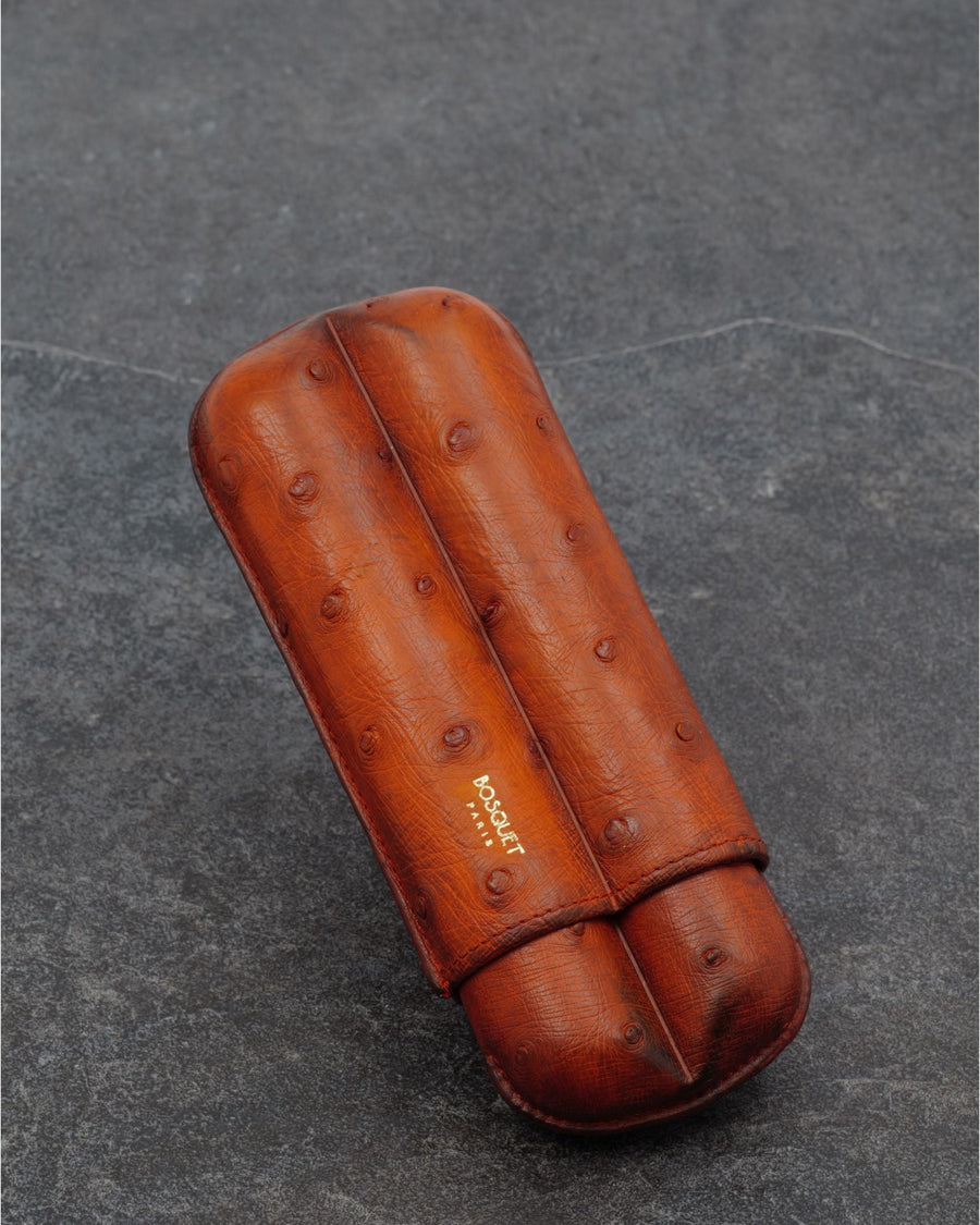Leather Case for 2 - Ostrich Belly Patina Finish Savana