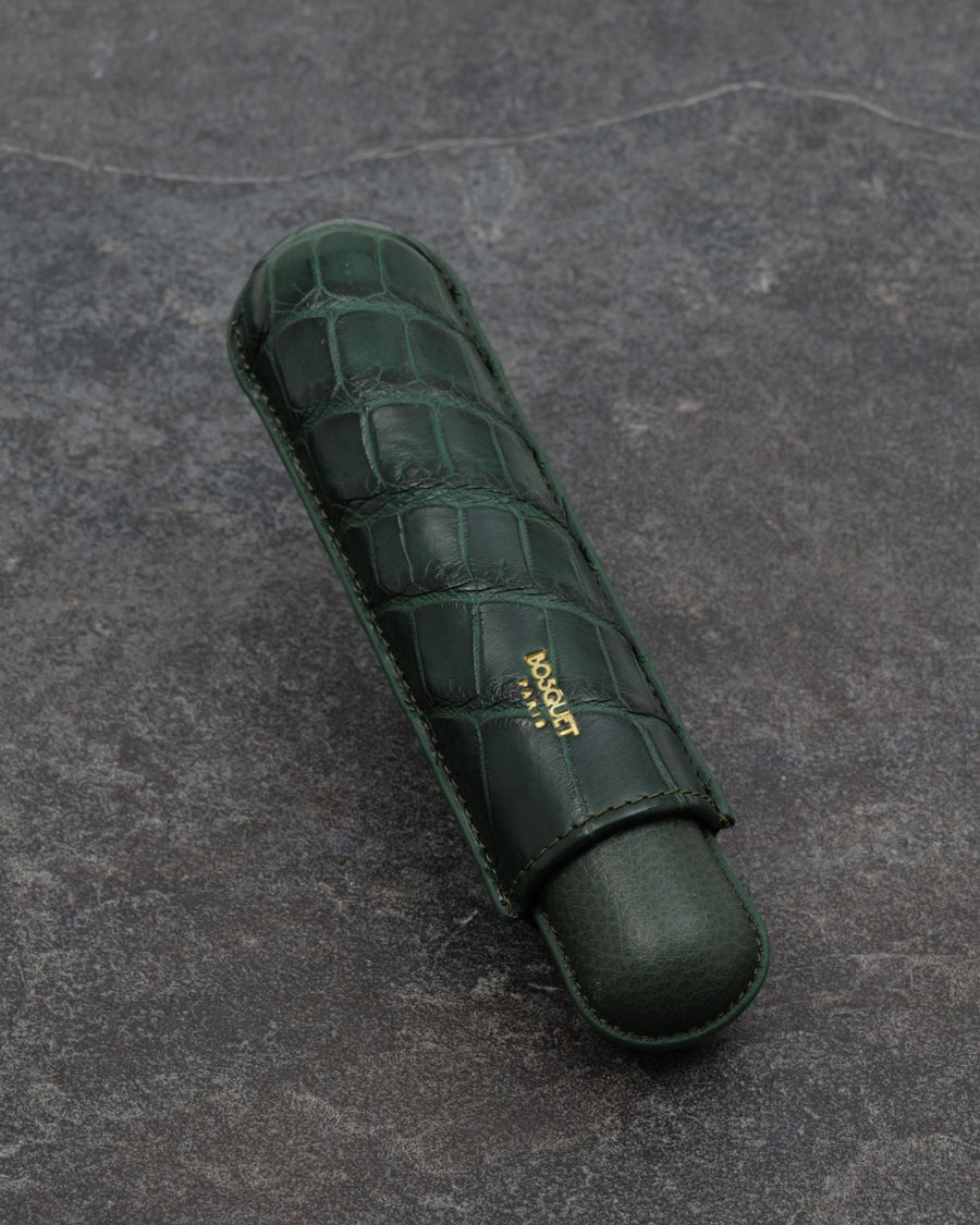Crocodile Leather Cigar Case Green