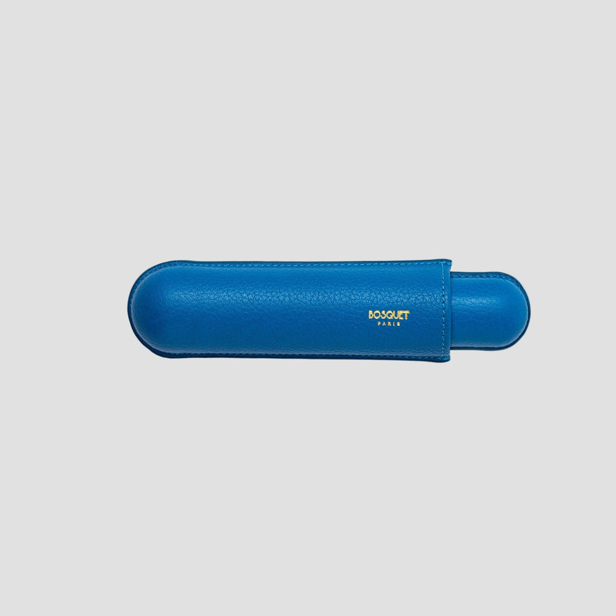 Custodia in pelle di vitello zigrinata per 1 - Blu Capri