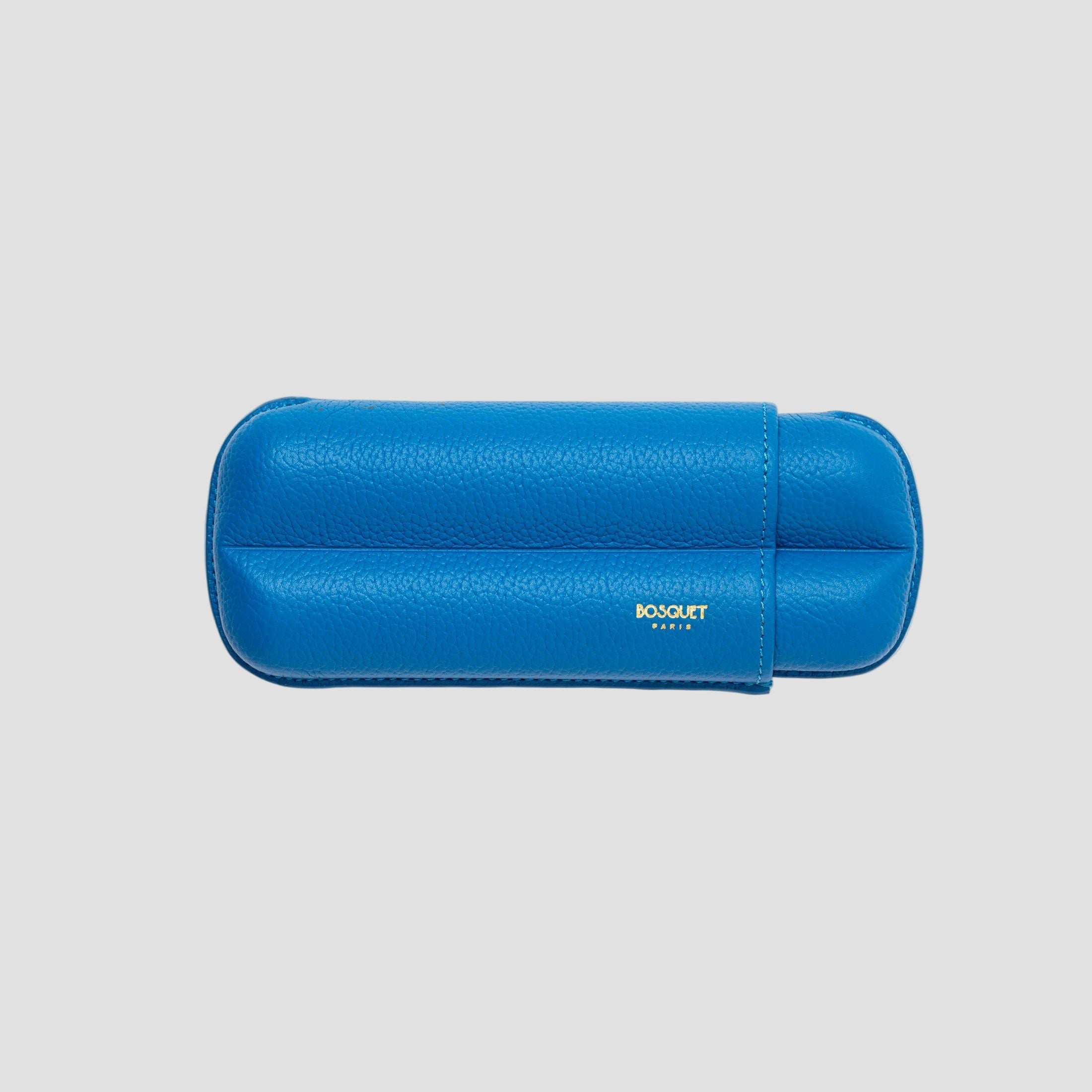 Grained Calf Leather Rounded Case For 2 - Capri Blue