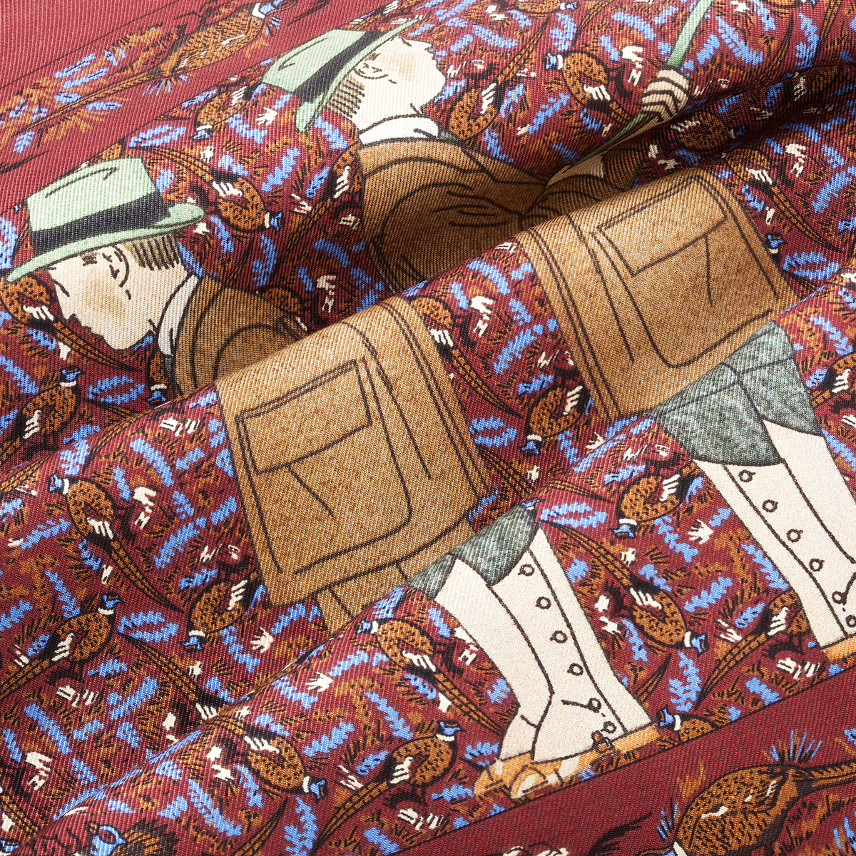 Seisser & Cie. Silk Pocket Square “Snobby Hunter“ (Red, 25×25)