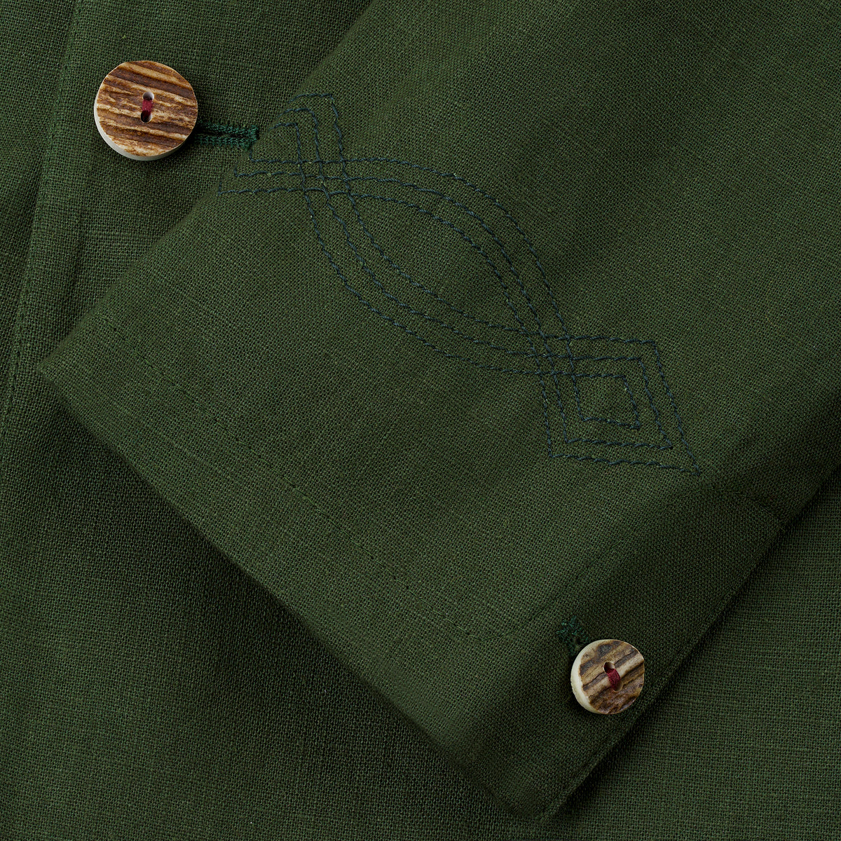 "Joppe" by Seisser & Cie. - Washed hunting green organic linen, Heritage Cut