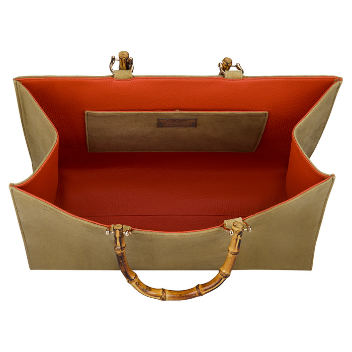 “Urban Hunter” Tote Bag, Genuine Deer Leather, Beige, Brown