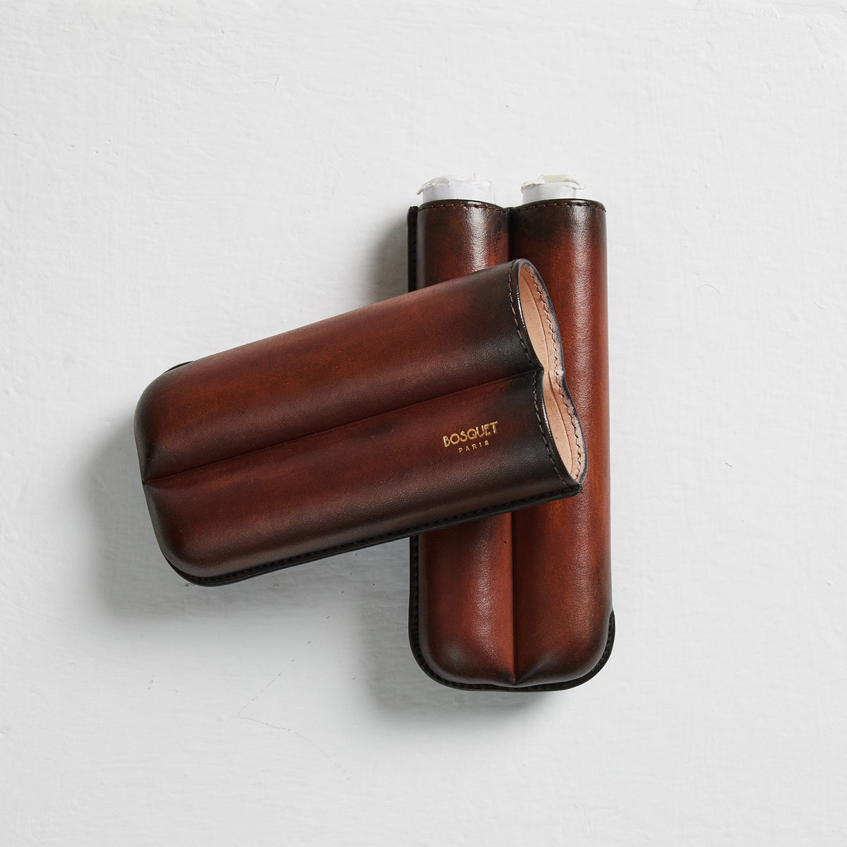 Custodia in pelle per 2 - Rifinita a mano con patina Savane beige