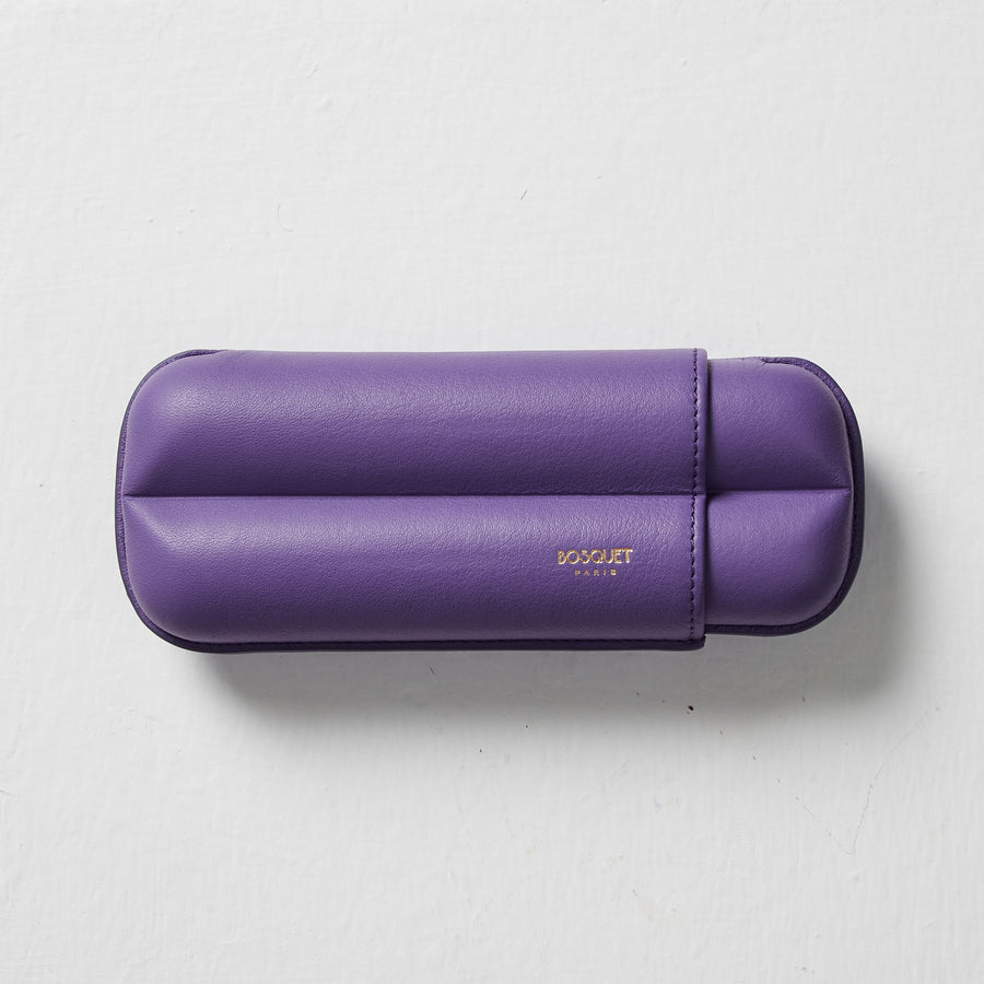 Leather Case For 2 cigars - Purple