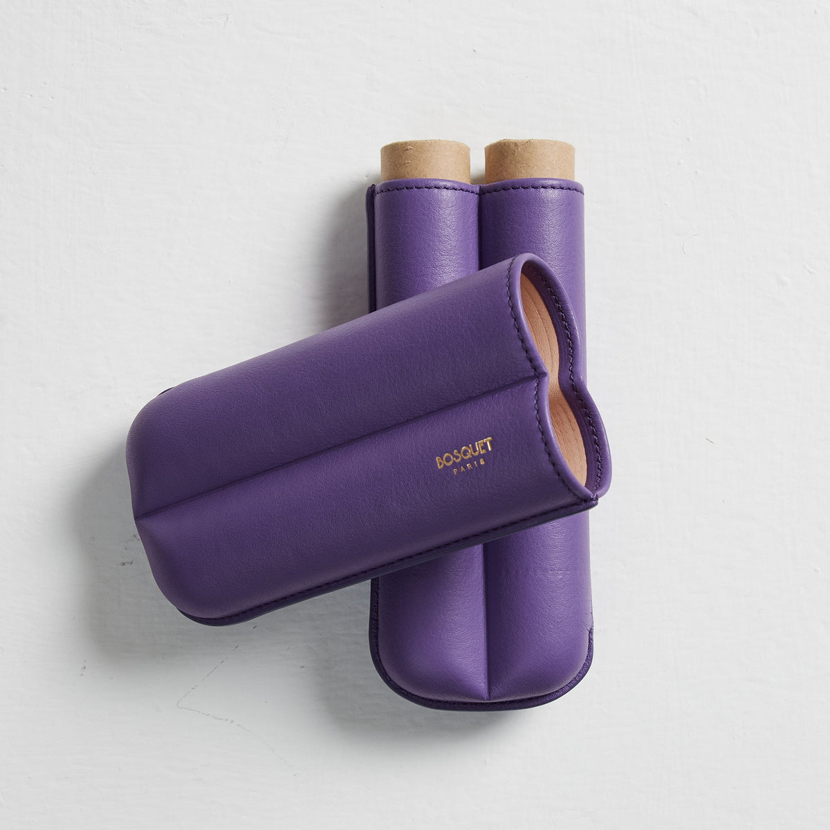 Astuccio in pelle per 2 sigari - Viola